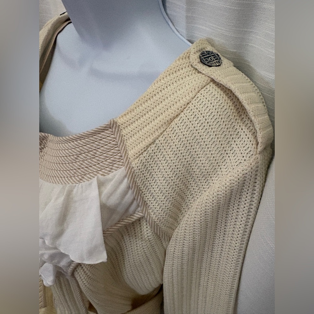Graeme Black Women's Cream Knit Skirt Set with Ruffle Accent - Picture 3 of 11
